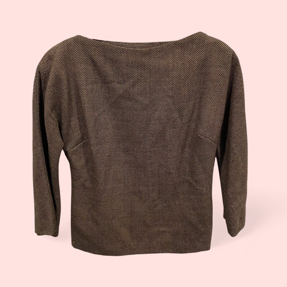 Beautiful soft mobwife lambswool old money top luxe 3/4 sleeve nutmeg